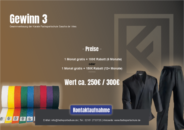 Gewinnverlosung Karate Fachsportschule Sascha de Vries